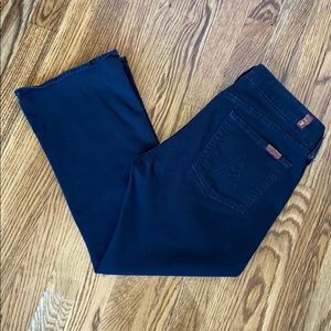 7 For All Mankind Ankle Flare Cropped Black Jeans